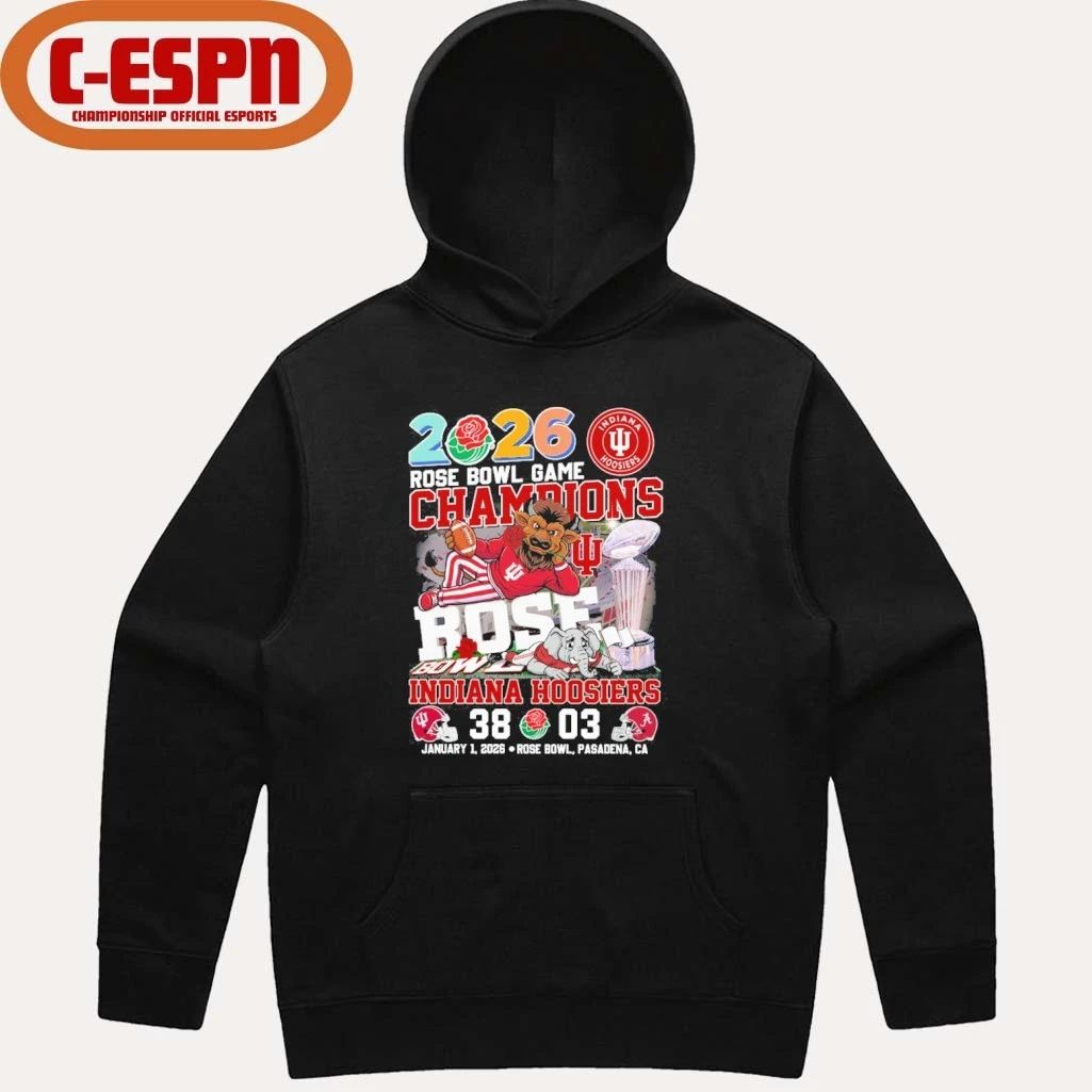 Indiana Beat Alabama Mascot 2026 Rose Bowl Game Champions Score Shirt