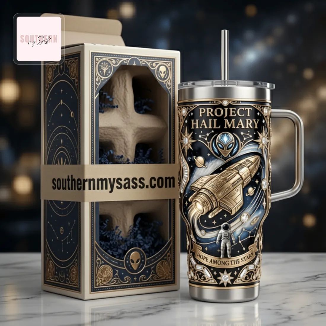 Project Hail Mary Fandom Space Gold Design 40oz Tumbler