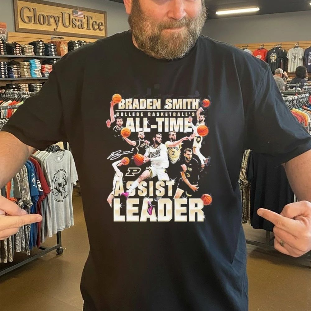 Braden Smith Purdue Boilermakers Men’s College Basketball 2026 All Time Assist Leader T-Shirt
