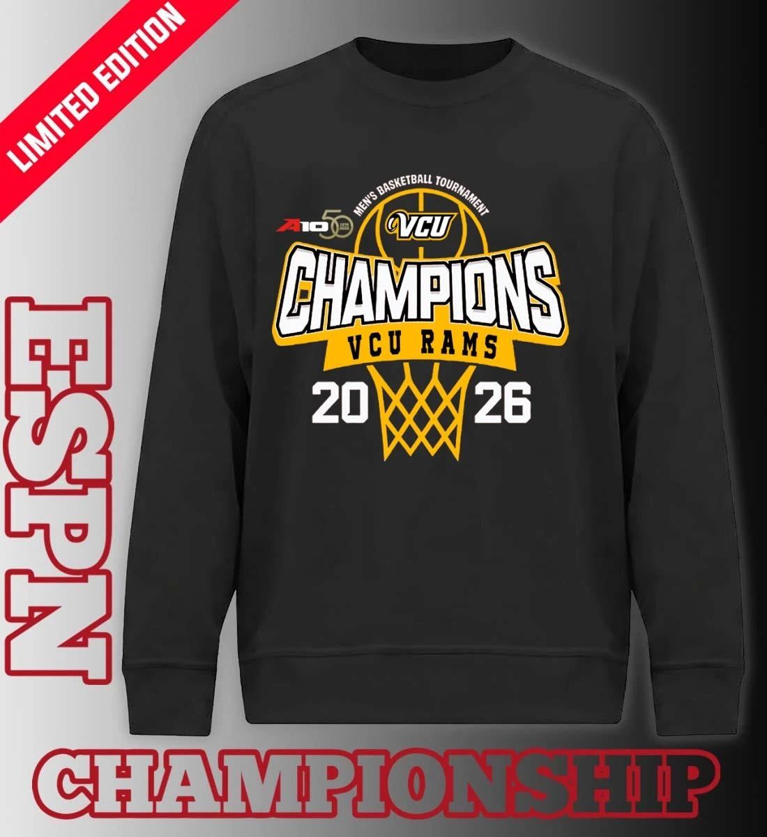 VCU Rams 2026 Atlantic 10 Men’s Basketball Tournament Champions Shirt