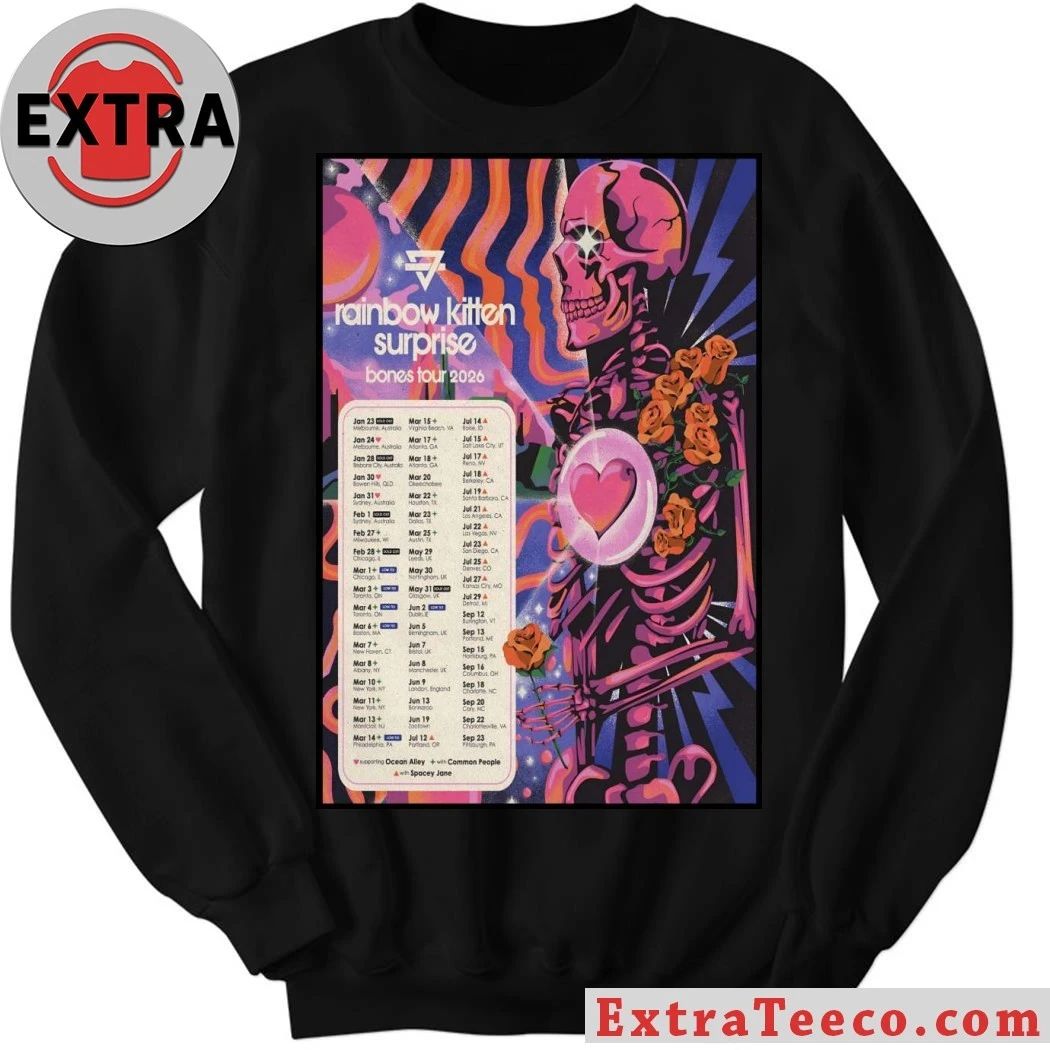 Original Poster Rainbow Kitten Surprise Tour Bones 2026 Shirt