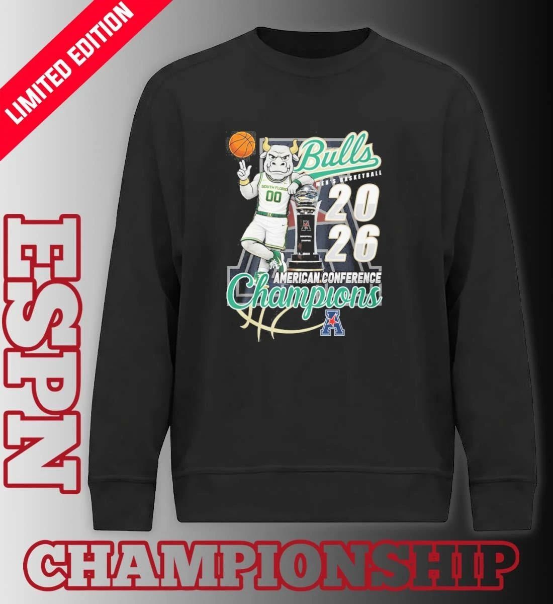 South Florida Men’s Basketball Mascot 2026 American Conference Champions Shirt