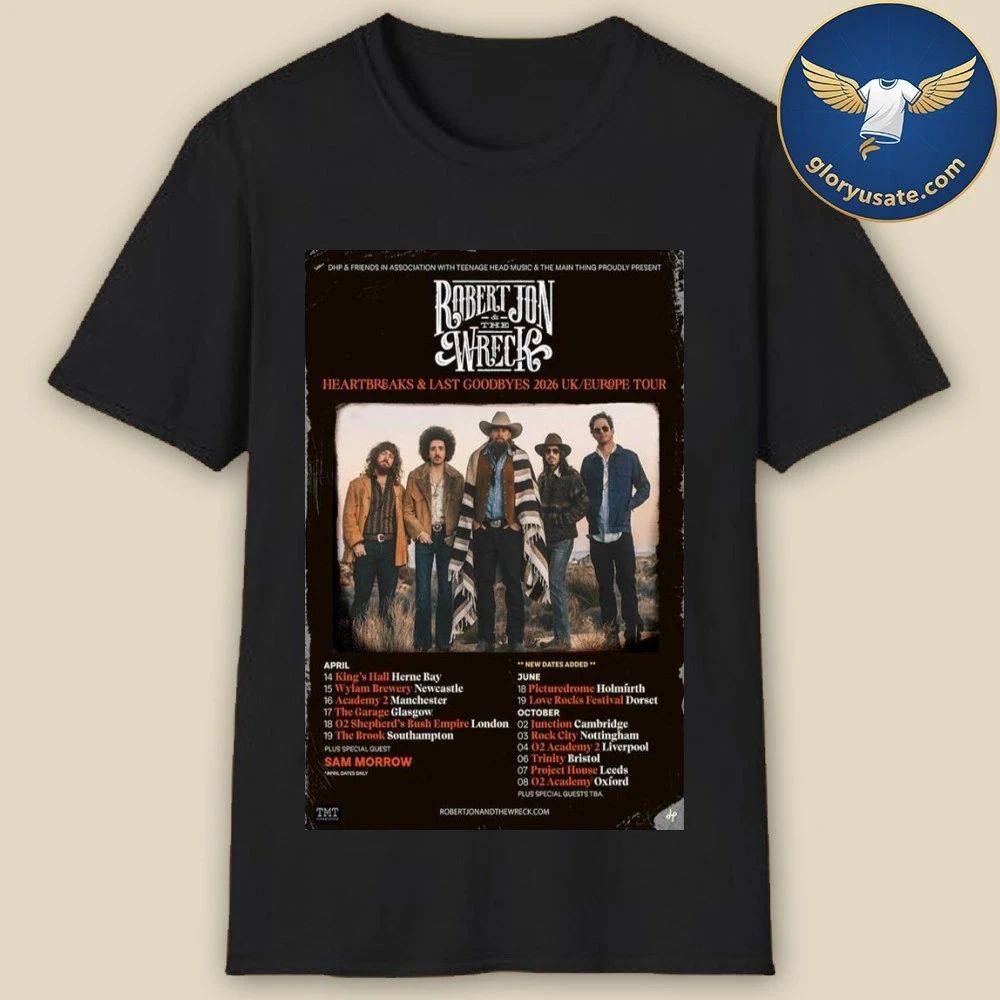 Robert Jon & The Wreck April 2026 UK Tour Poster Shirt