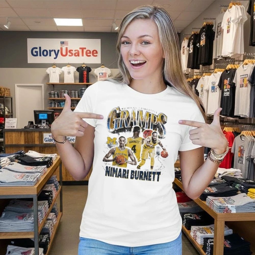 Nimari Burnett Michigan Basketball White Gramps Graphic Shirt