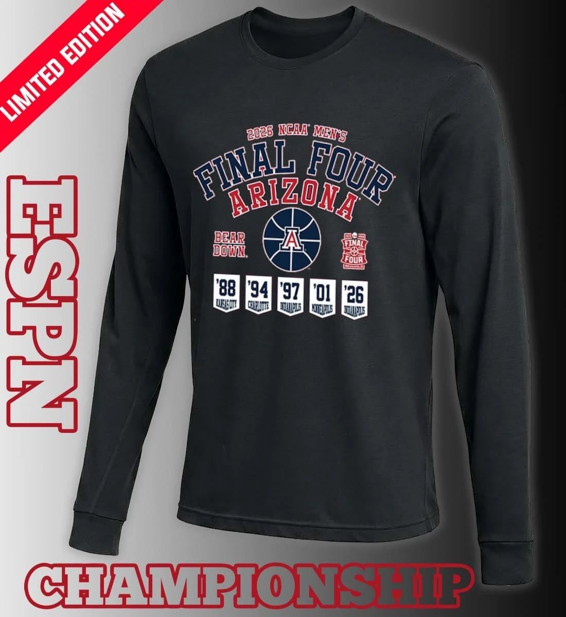 Arizona Wildcats Men’s Basketball 2026 NCAA Final Four Banner Shirt