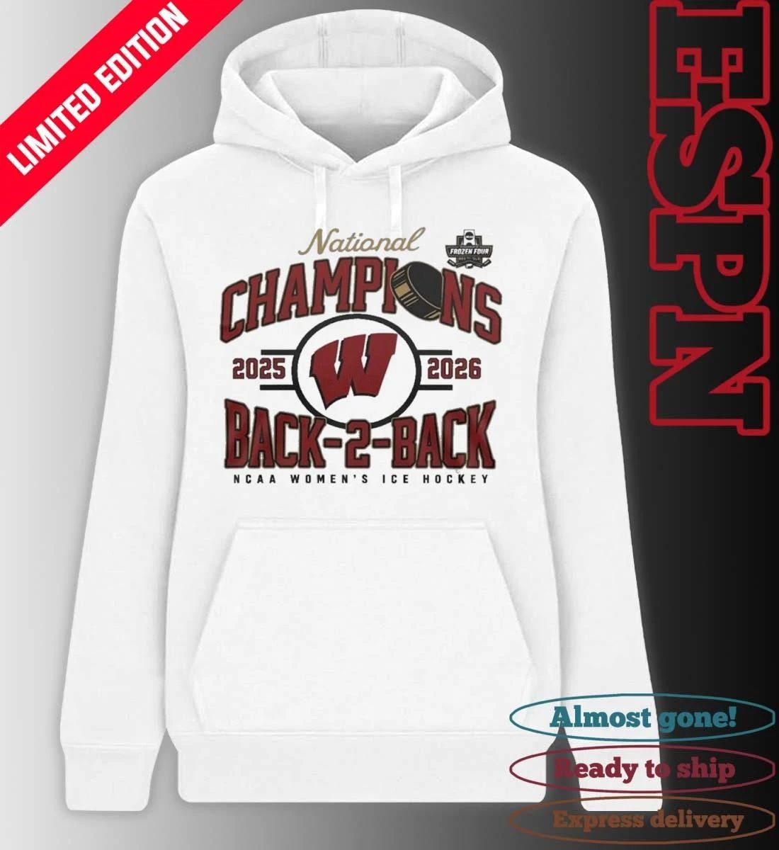 Wisconsin Badgers Back-To-Back NCAA Women’s Ice Hockey National Champions Shirt