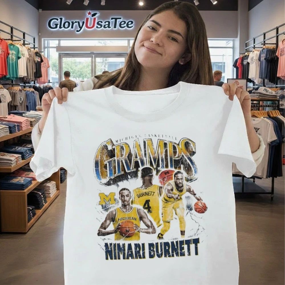 Nimari Burnett Michigan Basketball White Gramps Graphic Shirt