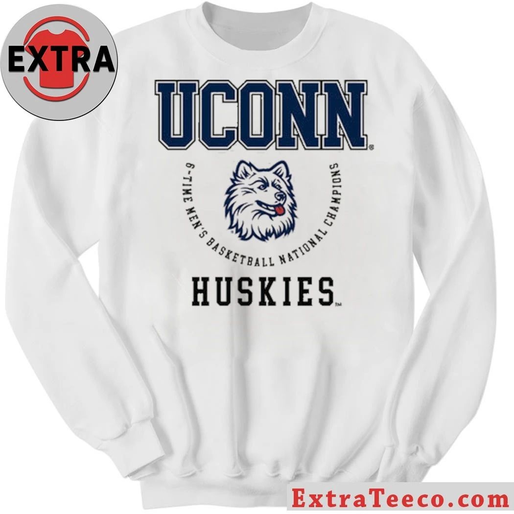 Original UCONN Huskies 6 Time Men’s Basketball National Champions Banner Legacy Basketball Logo Shirt