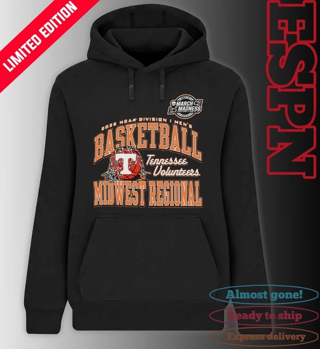 Tennessee Volunteers 2026 NCAA DI Men’s Basketball Sweet 16 – Midwest Regional T-Shirt
