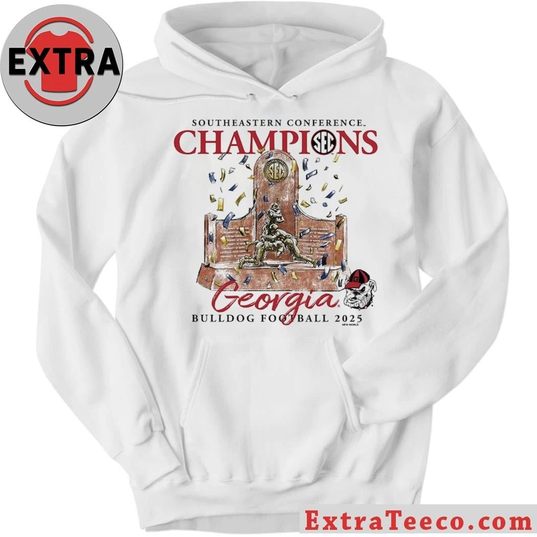 Georgia Bulldogs 2025 Southeastern Conference Football Champions Trophy 28-7 December 7, 2025 Logo Shirt