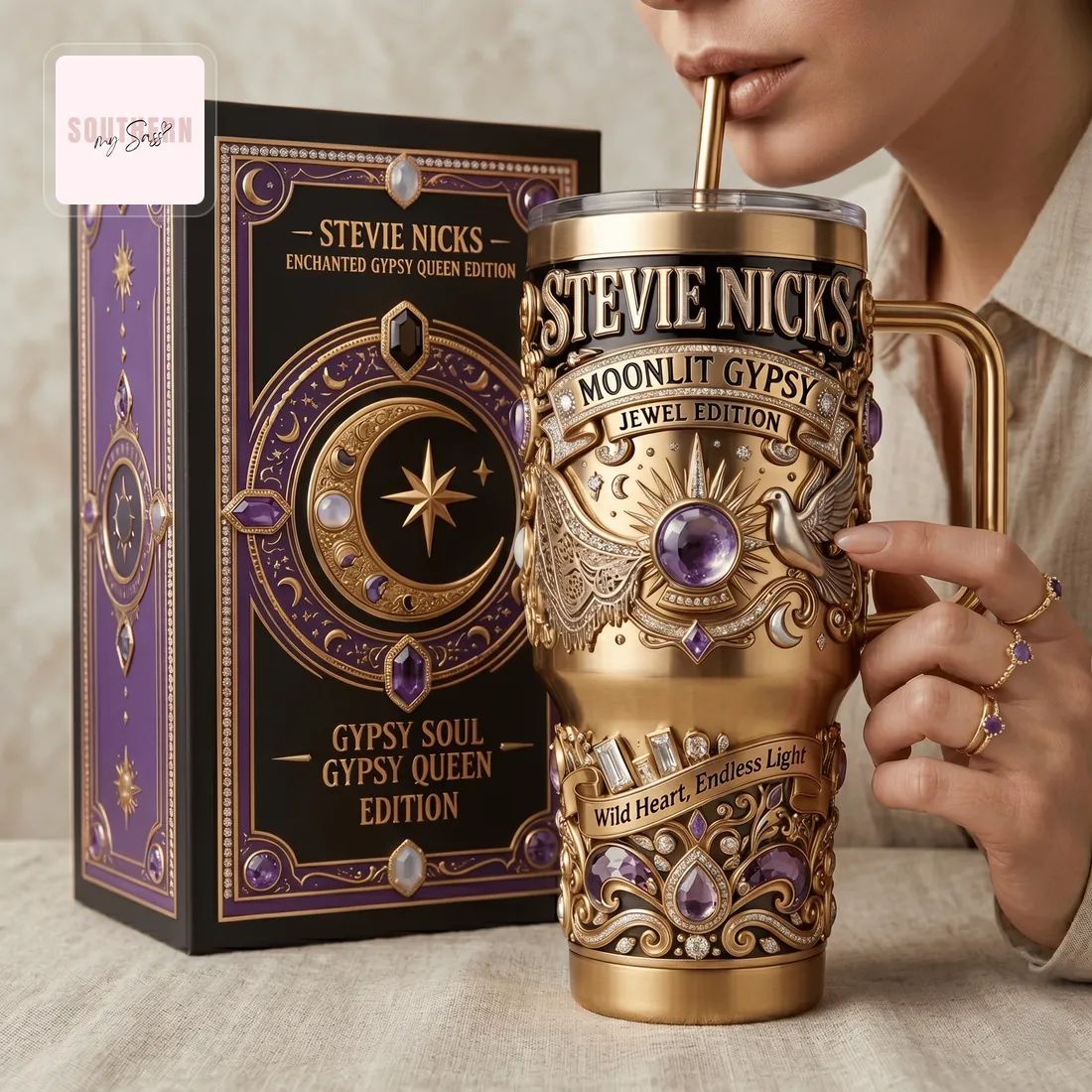 Stevie Nicks Moonlit Gypsy Jewel Edition 40oz Insulated Tumbler With Handle