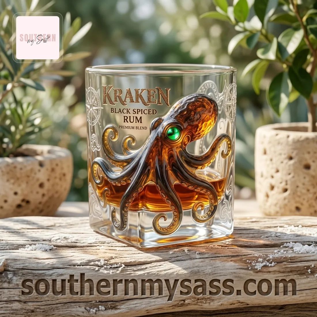 Kraken Black Spiced Rum Premium 3D Octopus Design Whiskey Glass