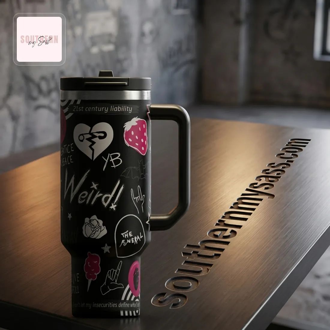 Thirst For Chaos Emo Punk 40oz Insulated Travel Tumbler