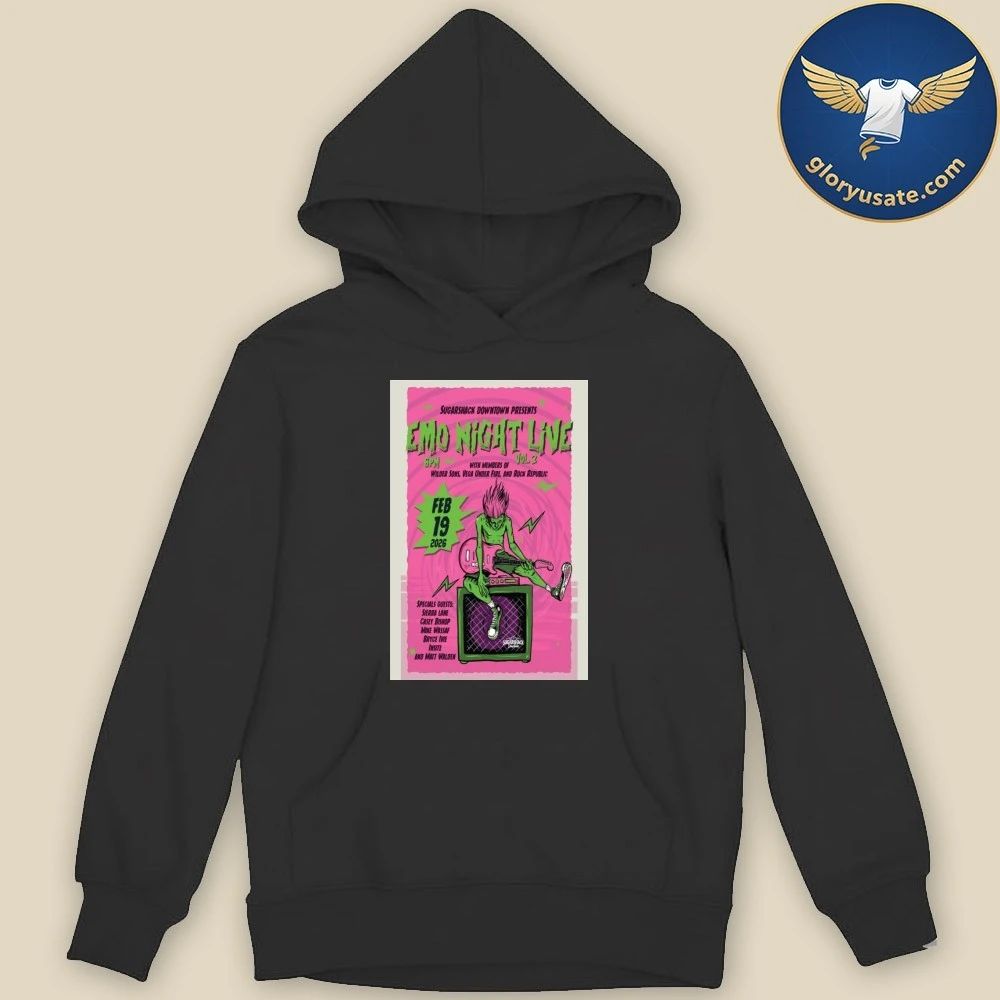 Emo Night Live Feb 19 2026 Sugarshack Downtown Event Poster Shirt