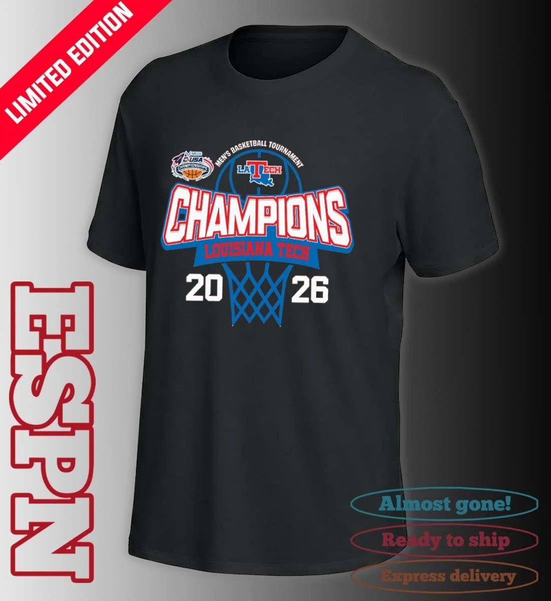 C-USA Men’s Basketball Tournament 2026 Champions Louisiana Tech Bulldogs T-Shirt