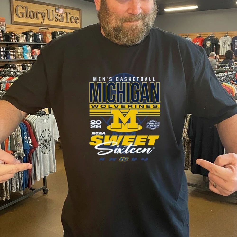 Michigan Wolverines Navy Blue Something Inked 2026 NCAA March Madness Sweet 16 Bound Shirt