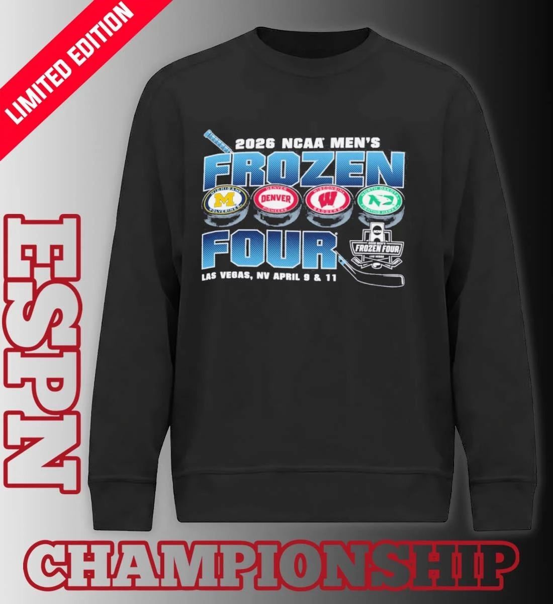 April 9 & 11 NCAA Men’s Frozen Four 4 Teams 2026 Las Vegas Shirt