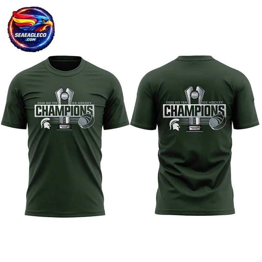 2026 Big Ten Ice Hockey Champions Michigan State Spartans Two Sided Shirt