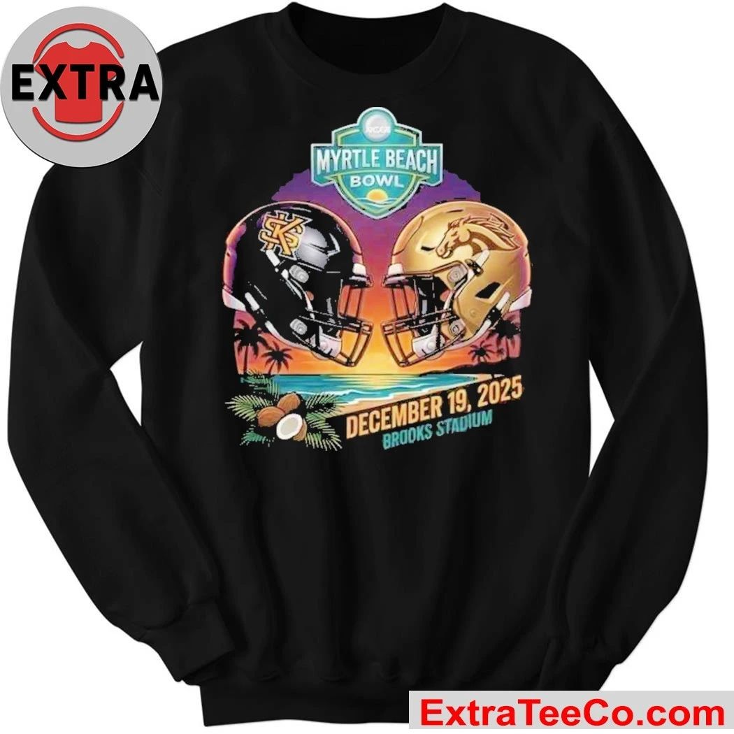 Myrtle Beach Bowl Presented By Engine Kennesaw State Owls vs Western Michigan Broncos Helmet Head To Head December 19 2025 Brooks Stadium Logo Shirt