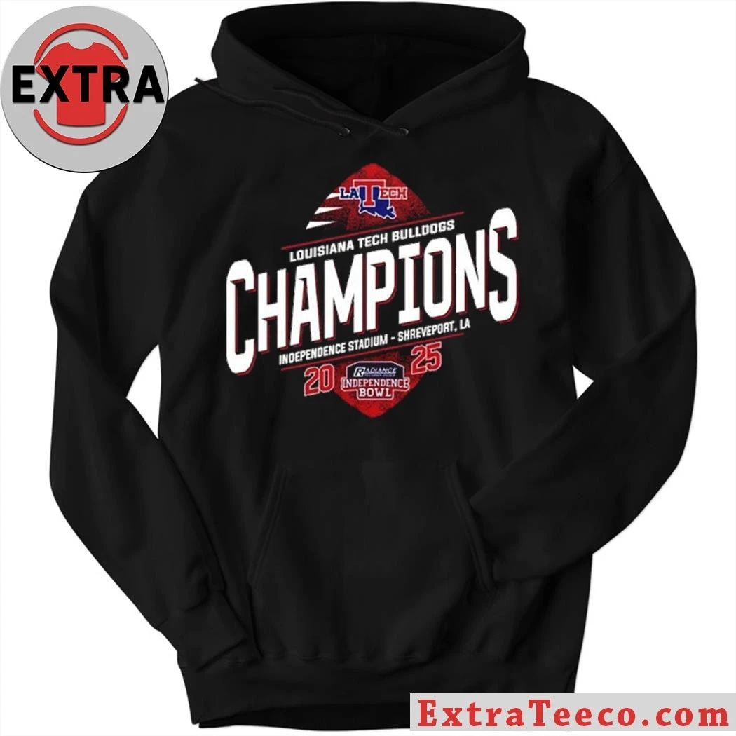 Celebrating the Louisiana Tech Bulldogs’ 2025 Independence Bowl championship at Independence Stadium, Shreveport, LA Logo T-Shirt