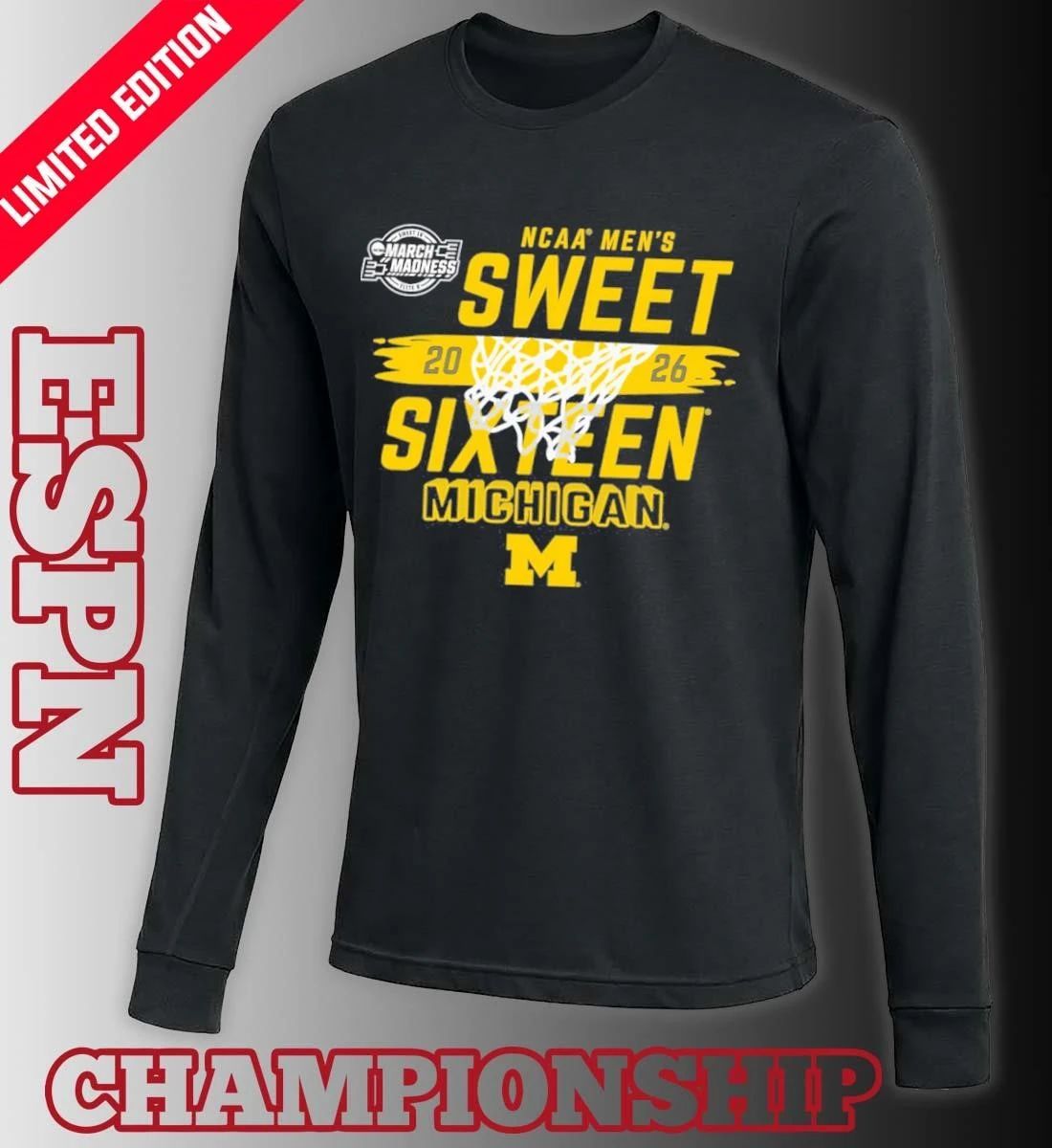 NCAA Men’s Sweet Sixteen Michigan Wolverines Basketball 2026 Shirt