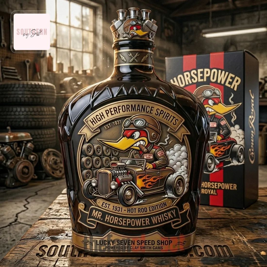 Mr. Horsepower Hot Rod Edition Collectible Whiskey Bottle