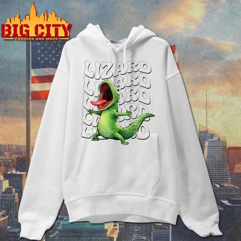 Screaming Green Lizard Groovy Typography Artwork Shirt