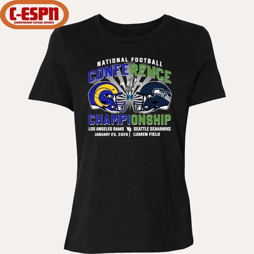 Rams Vs Seahawks NFC Conference Championship Duel Helmet T-Shirt