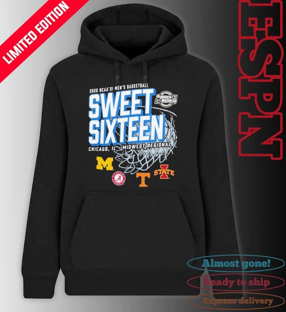 Chicago, IL Midwest Regional 2026 NCAA DI Men’s Basketball Sweet Sixteen T-Shirt