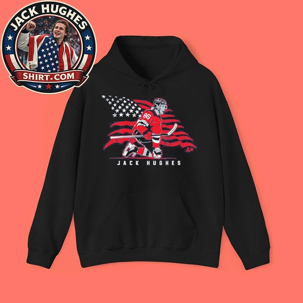Jack Hughes Stars & Stripes Superstar Pose USA Flag Shirt