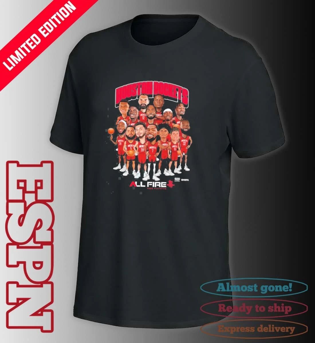 Houston Rockets All Fire Basketball 2026 Playoffs Caricature Shirt