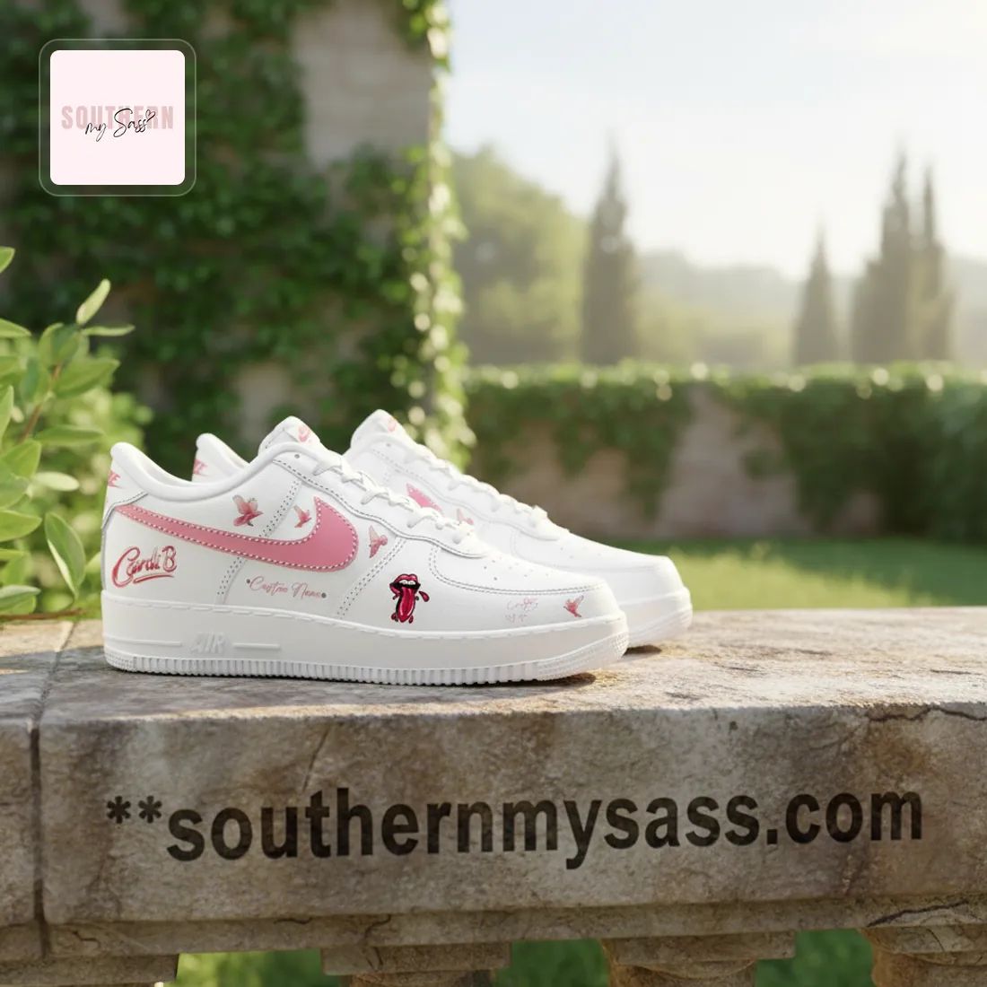 Cardi B Personalized Pink Air Force 1 Sneakers