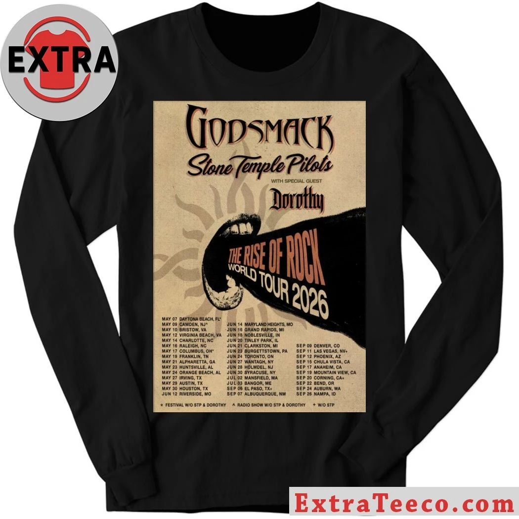 Poster Godsmack The Rise Of Rock World 2026 Shirt