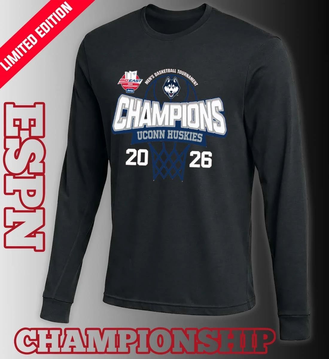 Big East Men’s Basketball Tournament 2026 Champions Uconn Huskies T-Shirt