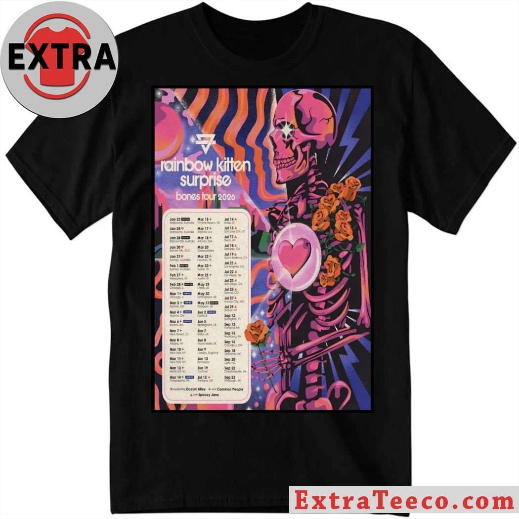 Original Poster Rainbow Kitten Surprise Tour Bones 2026 Shirt