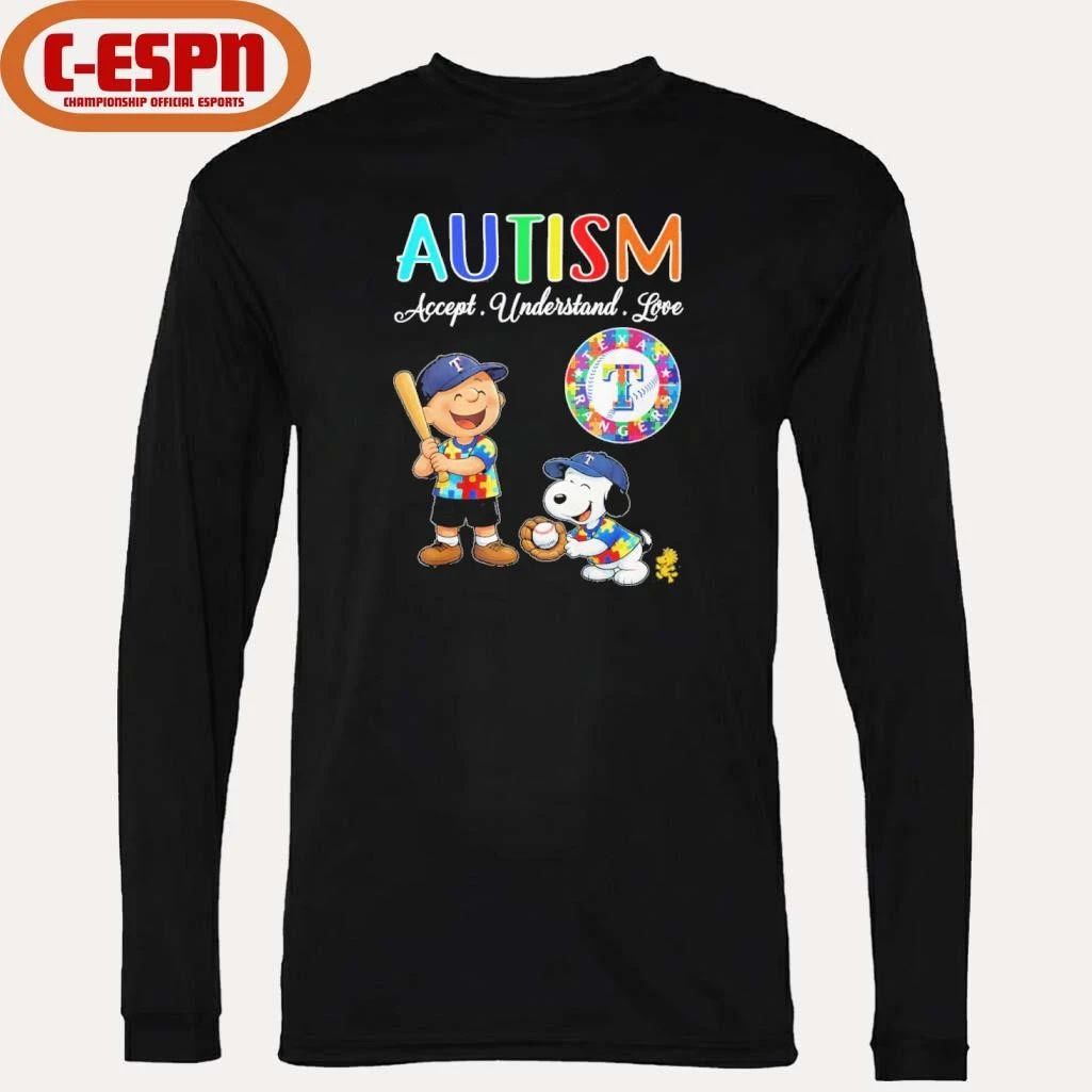The Peanuts X Texas Rangers Autism Accept Understand Love Shirt