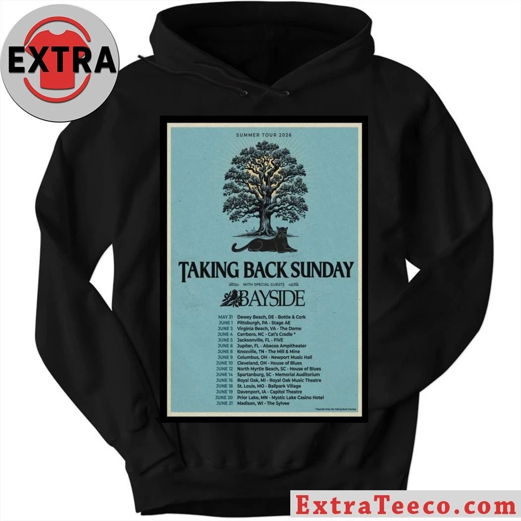 Taking Back Sunday 2026 US Tour with Bayside Poster T-Shirt