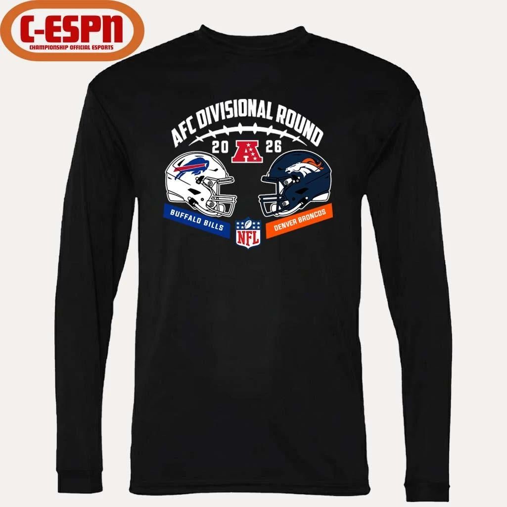 Bills Vs Broncos 2025-26 AFC Divisional Round Duel Helmet T-Shirt