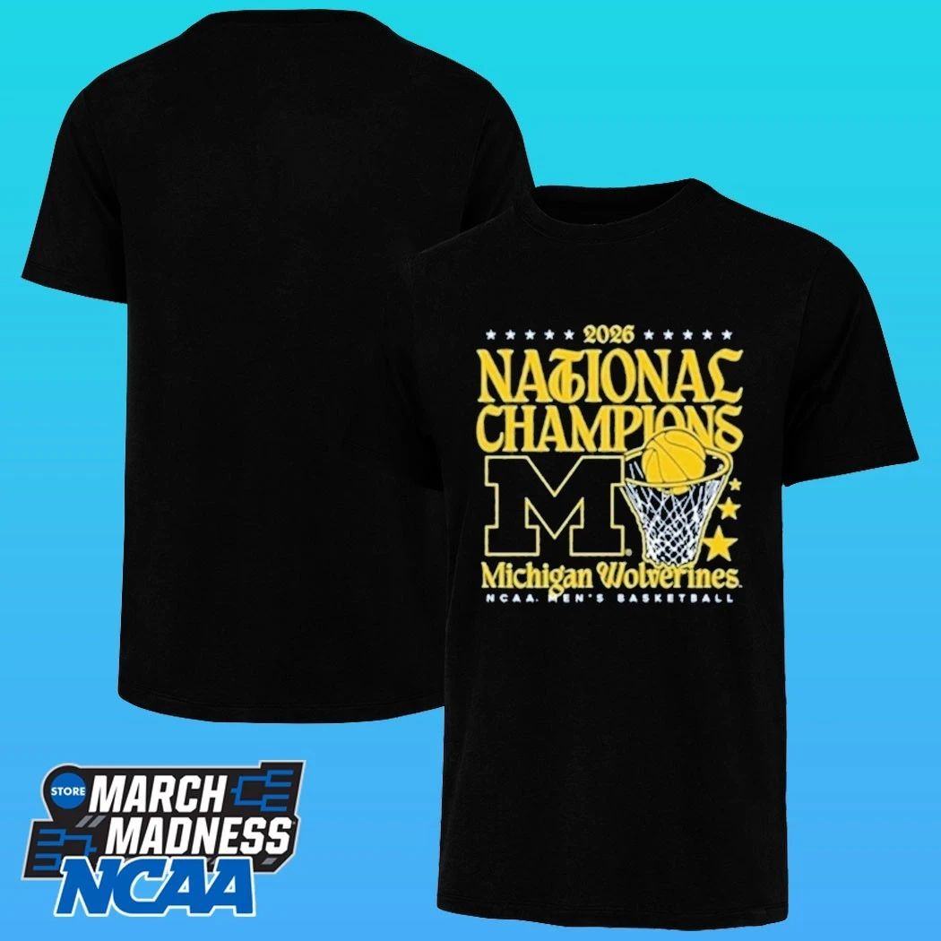 Michigan Wolverines Womens Navy Blue Mbb National Champs 2026 Hoop Shirt