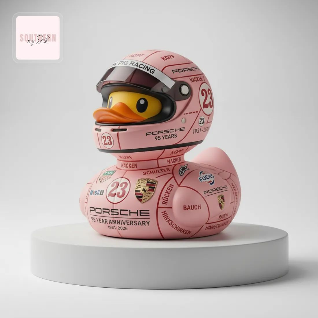 Porsche Pink Pig Racing #23 95 Year Anniversary 1931-2026 Rubber Duck