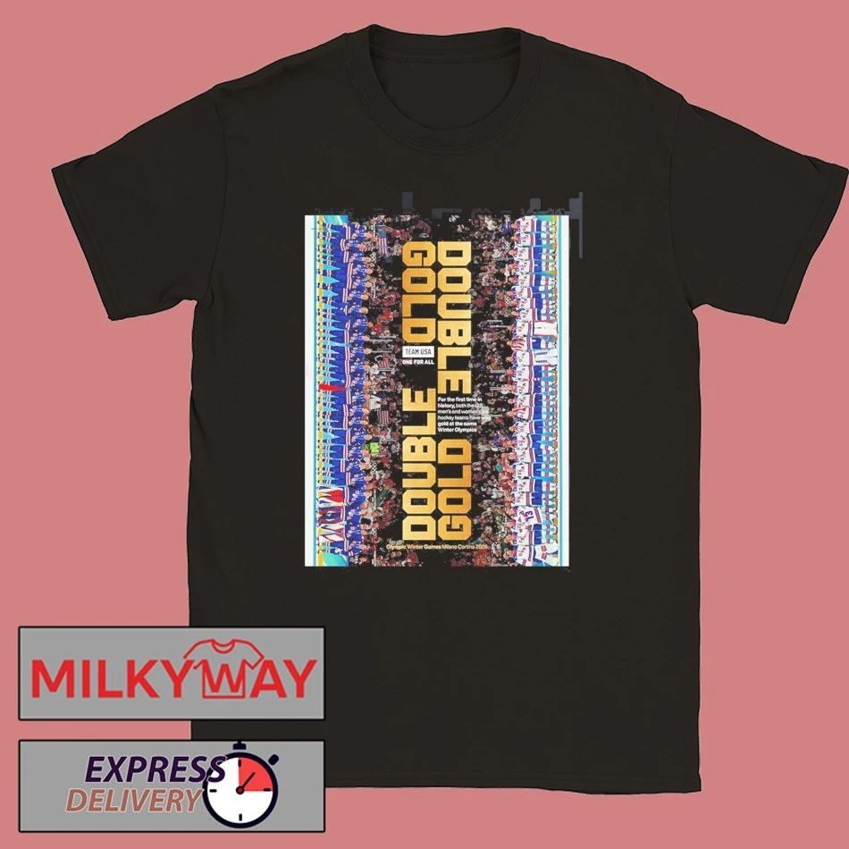USA Men’s And Women’s Olympic Hockey Team Double Gold Olympic Winter Milano Cortina 2026 Golden Medal For The First Time In History T-Shirt