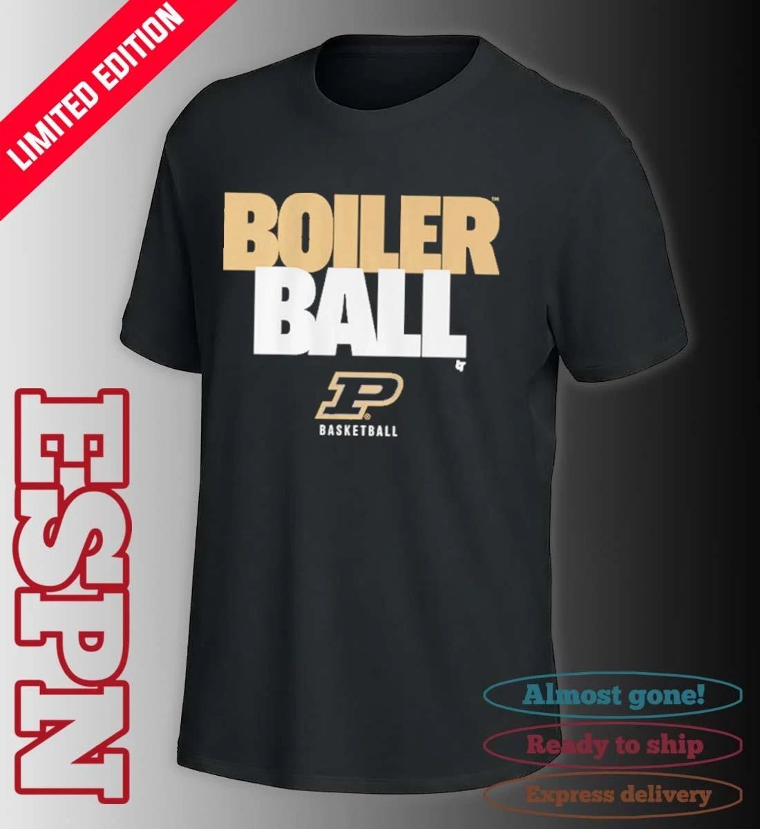 Purdue Basketball Boiler Ball Text Stack Shirt