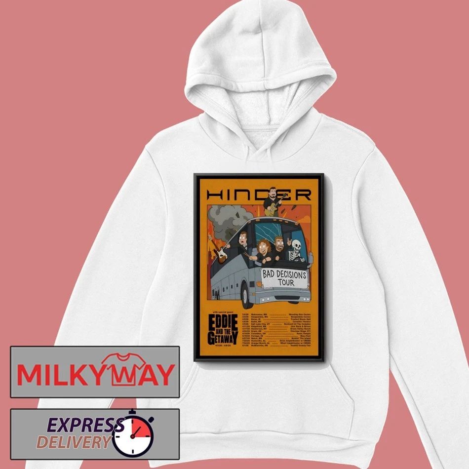 Hinder 2026 Bad Decisions Tour Poster shirt