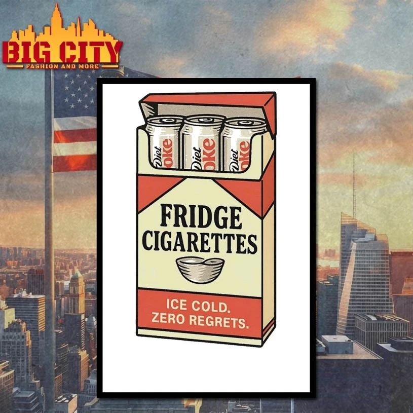 Fridge Cigarette Pack Ice cold zero regrets T-shirt