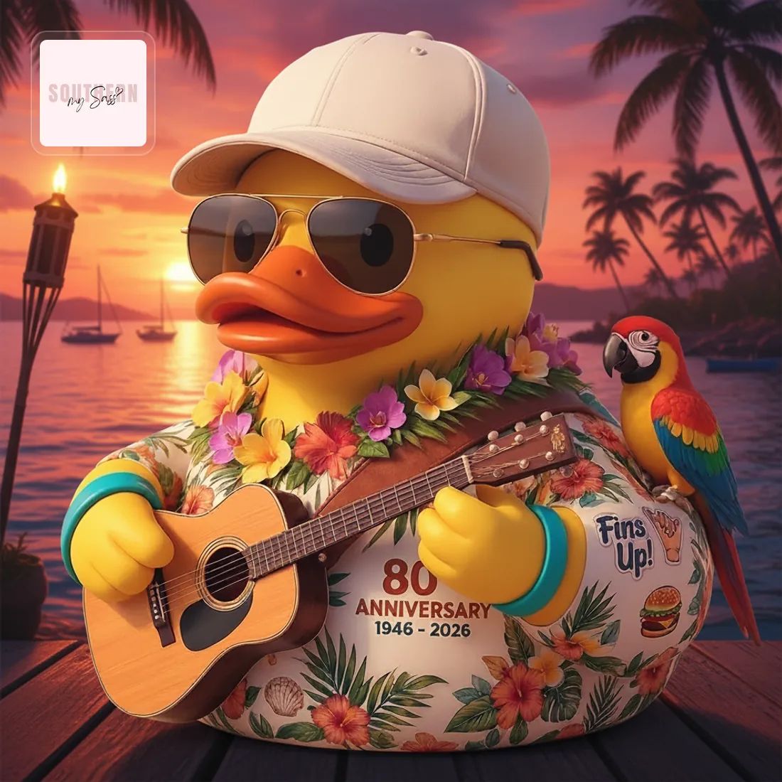 Jimmy Buffett 80th Anniversary 2026 Fins Up Tropical Rubber Duck