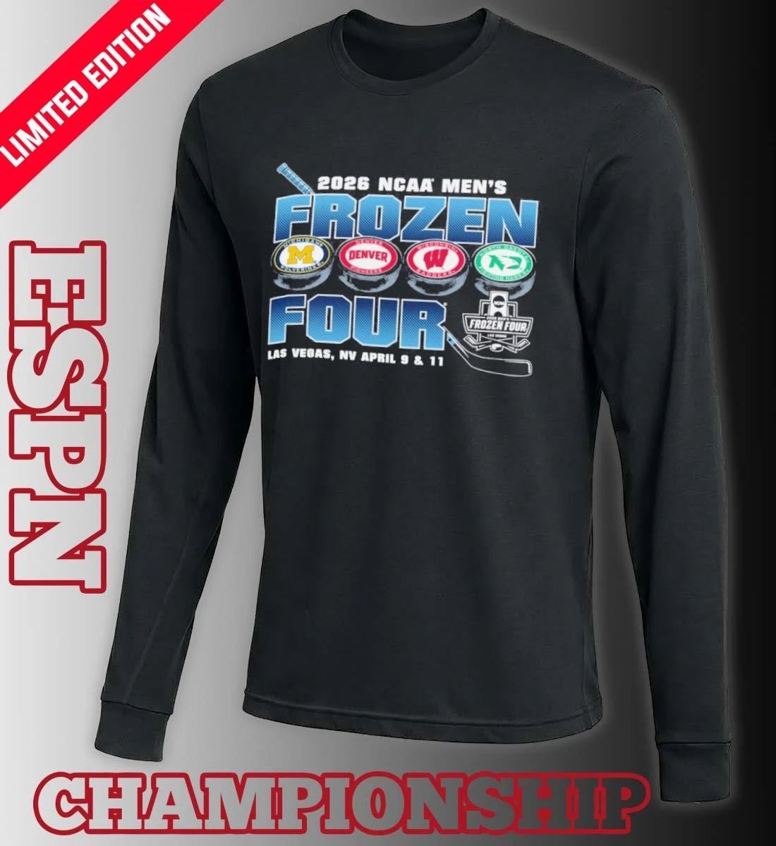 April 9 & 11 NCAA Men’s Frozen Four 4 Teams 2026 Las Vegas Shirt