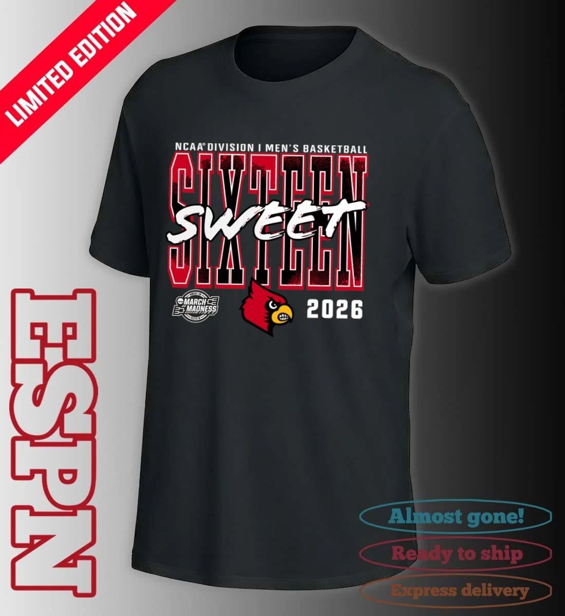 Louisville Cardinals 2026 NCAA Men’s Basketball Tournament March Madness Sweet 16 T-Shirt