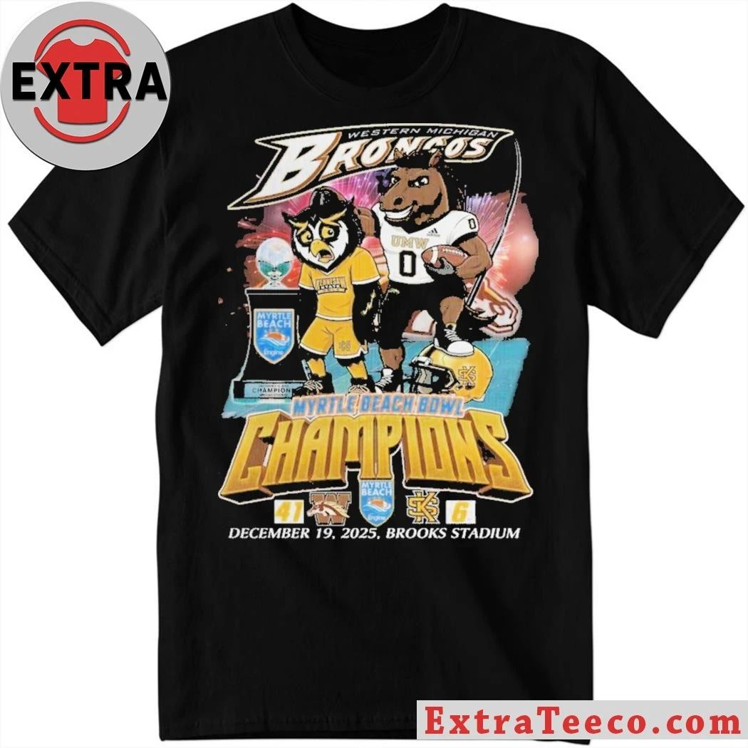 The Western Michigan Broncos’ victory at the Myrtle Beach Bowl on December 19, 2025, at Brooks Stadium in Conway, South Carolina T-Shirt