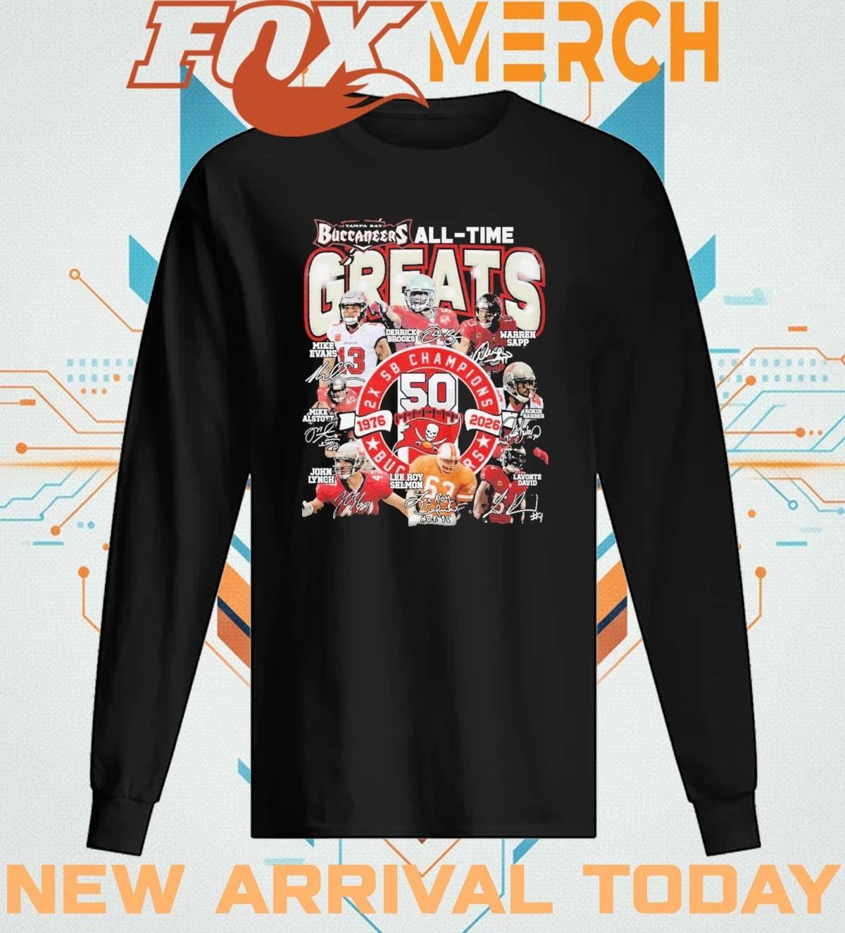 Tampa Bay Buccaneers all-time greats 2x Sb Champions 1976-2026 signatures t-shirt