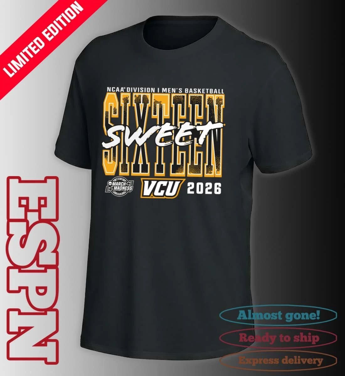 VCU Rams 2026 NCAA Men’s Basketball Tournament March Madness Sweet 16 T-Shirt